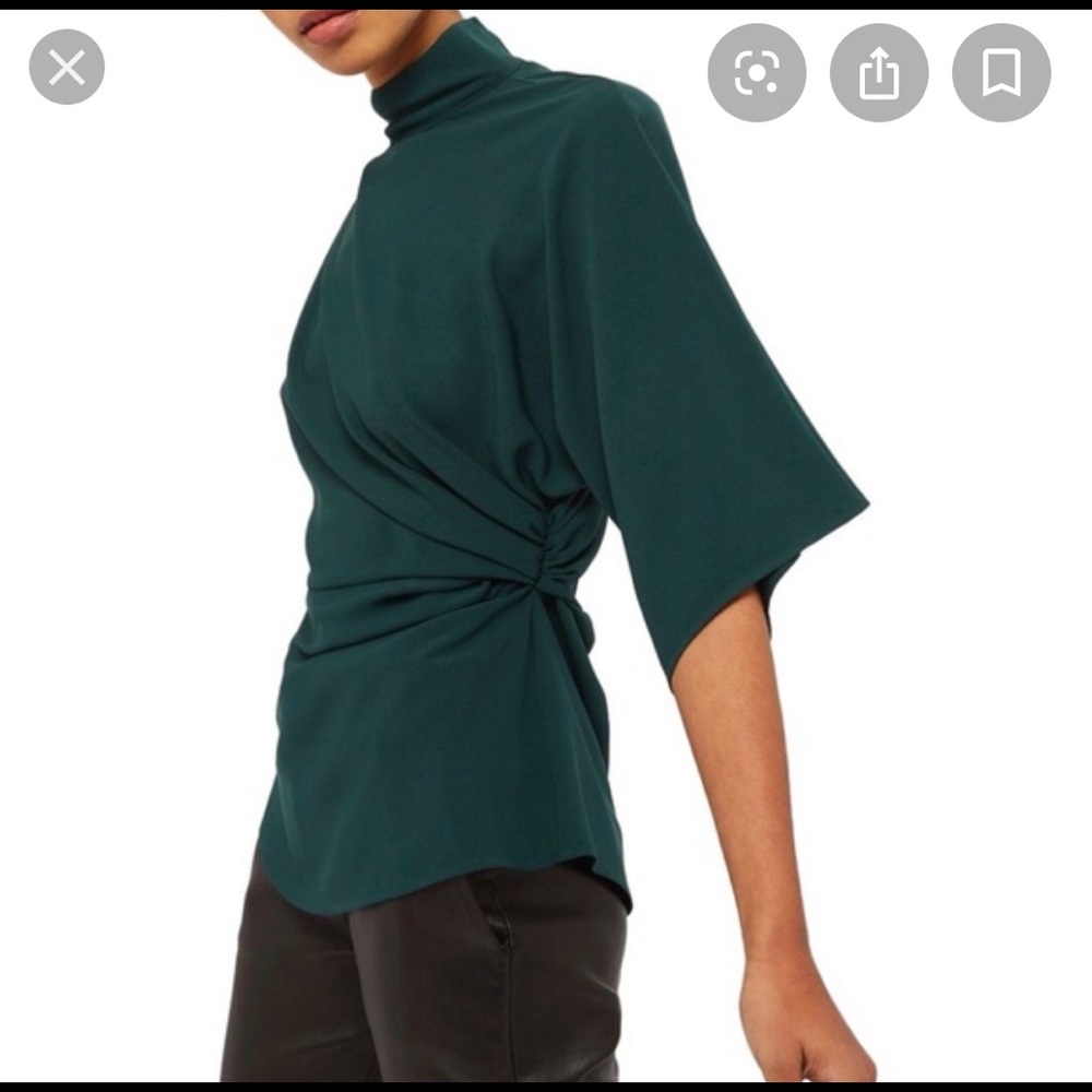 Topshop Green Origami Mock Neck